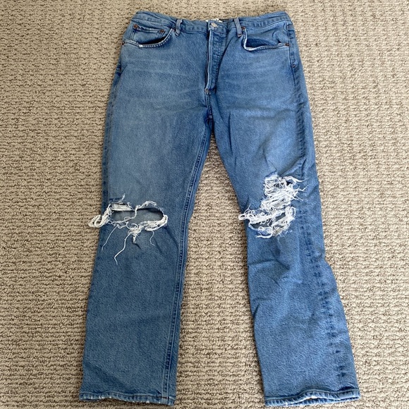 AGOLDE Riley Distressed High Rise Jeans, Size 31 - Picture 3 of 6